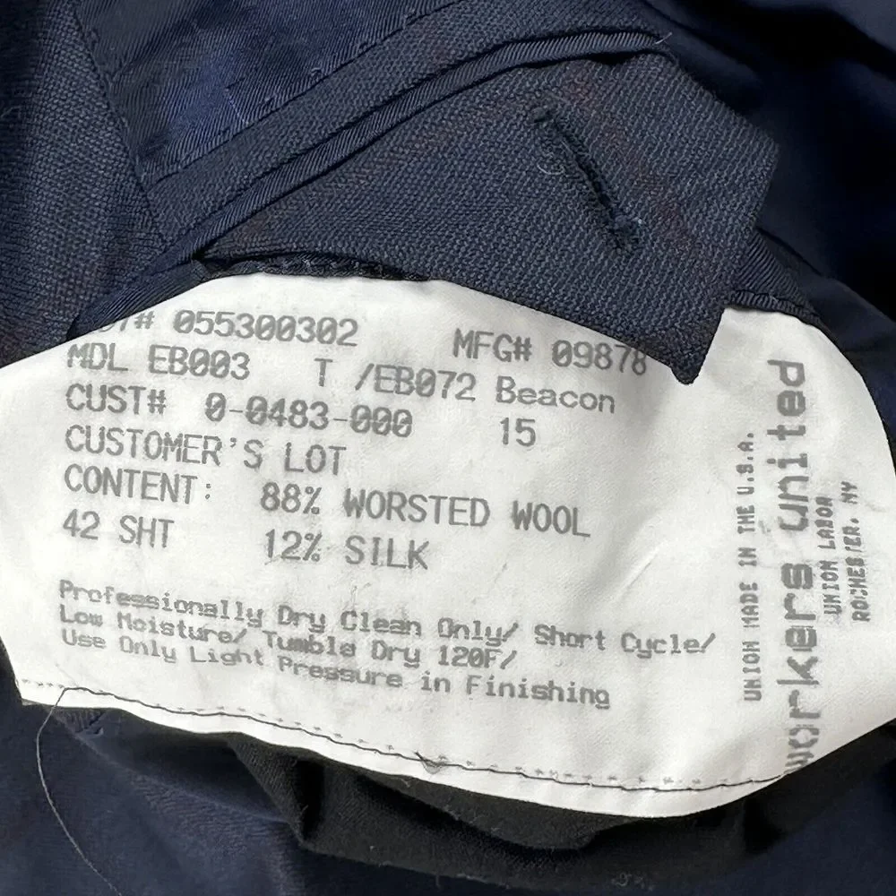 Ermenegildo‎ Zegna Blazer Jacket 42S Windowpane Blue Sport Suit Coat 2-Button